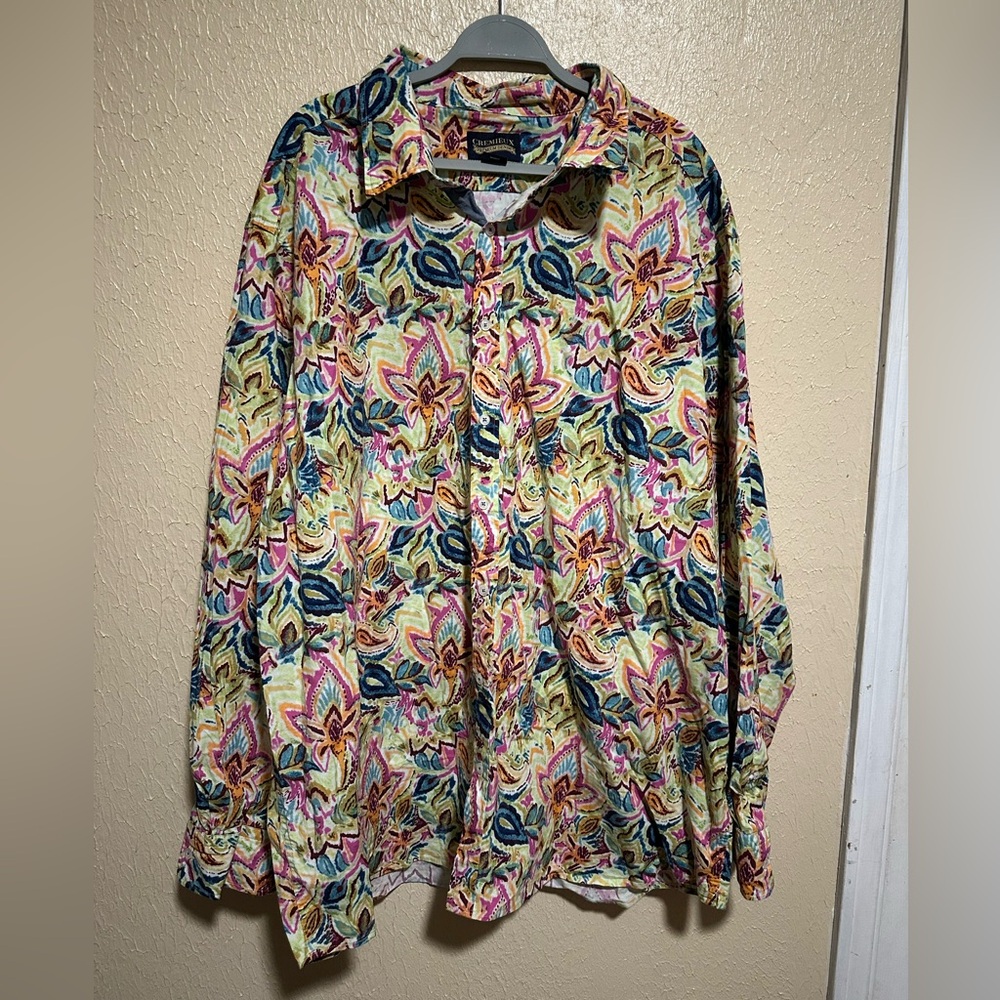 Cremieux Button Down Shirt Size 4XT Long Sleeve Floral All over Print